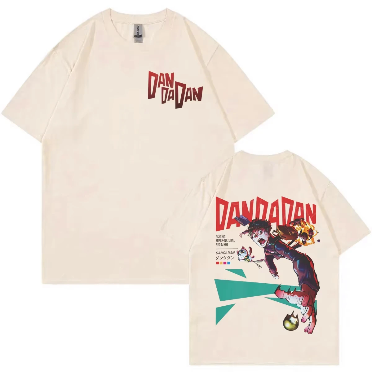 เสื้อยืดลายการ์ตูนอนิเมะญี่ปุ่น Dandadan พิมพ์สองด้าน แขนสั้น แฟชั่นผู้ชาย ผู้หญิง ผ้าฝ้ายลำลอง ใส่สบายสำหรับฤดูร้อน