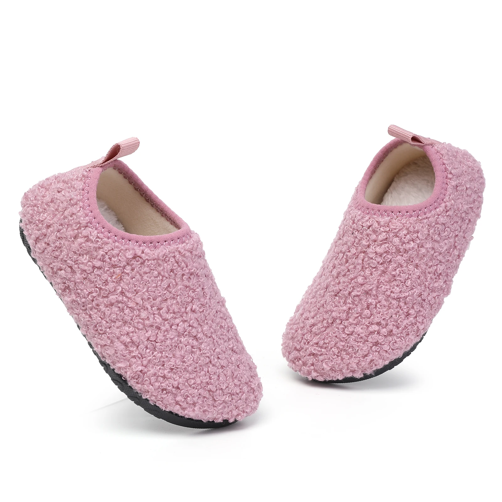 Children Cotton Slippers Solid Warm Kids Winter Home Shoes Boys Girls Plush Floor Shoes Indoor Soft Sole Anti-slip Cotton Shoes