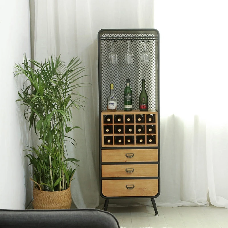 

Американские винные шкафы из кованого железа, напольные, для дома, современные, простые, винные шкафы в стиле легкой роскоши, деревянные, для хранения вина, мебель.
