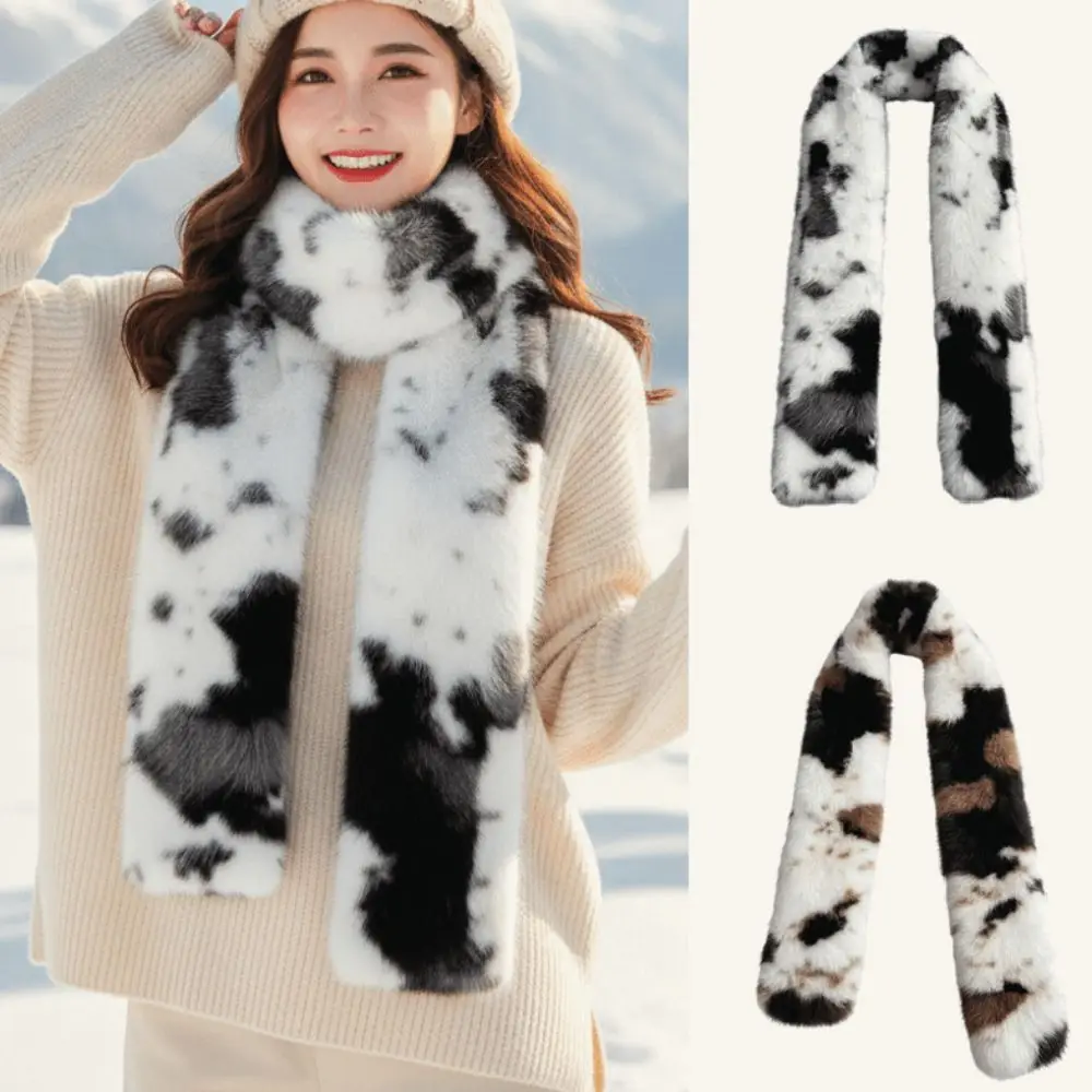Skin Friendly Winter Faux Fur Scarf Soft Texture Lightweight Thick Warm Neck Warmer Washable Cozy Fit Long Fluffy Muffler