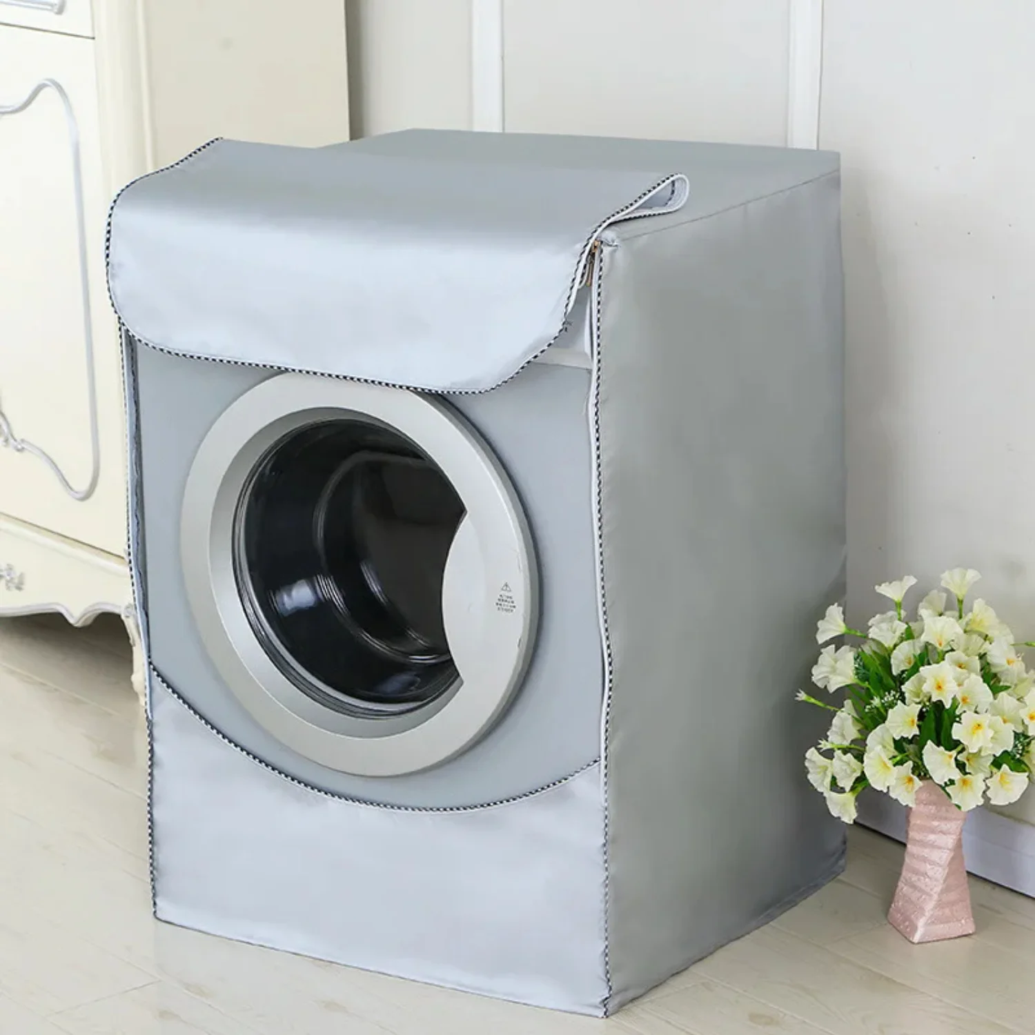 Polyester Washing Machine Cover - Waterproof Front Load Dryer Cover with Sunscreen Silver Coating - Dustproof Protection for Lau