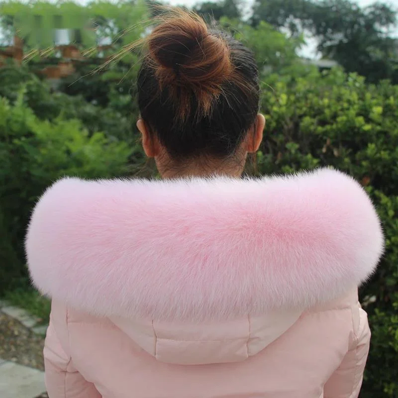 100% Natural Real Fox Fur Collars Women\'s Down Coat Hat Hood Trim Fur Collar Female Warm Fox Fur Straight Scarves Shawl Big Size