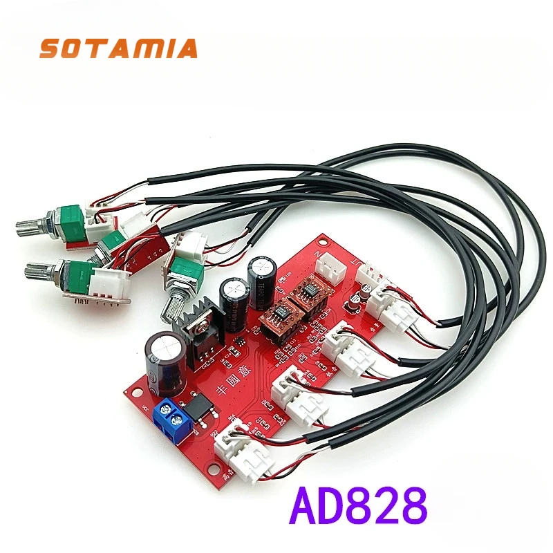 SOTAMIA نسخة محدثة AD828 مكبر للصوت لهجة Preamp لوحة الصوت ثلاثة أضعاف ألتو باس تعديل التحكم في مستوى الصوت HIFI Super NE5532