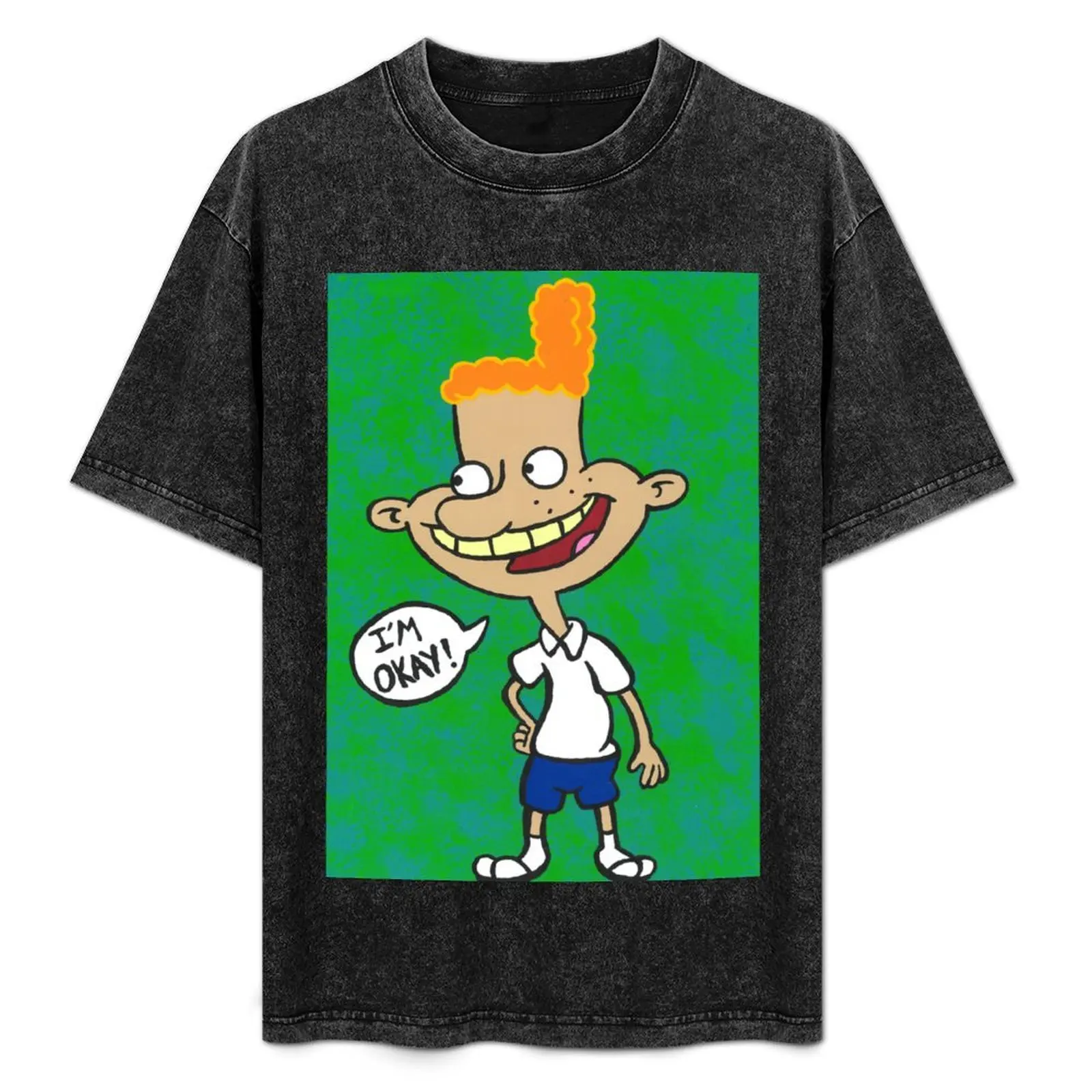 Hey Arnold Eugene Camiseta pintada à mão Nickelodeon dos anos 90, camiseta casual de moda de rua
