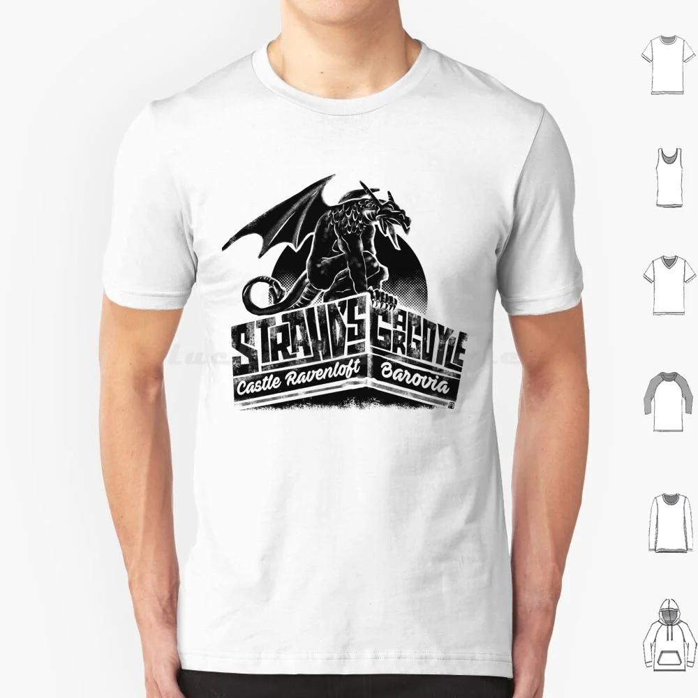 Strahd's Gargoyle ( All Black ) T Shirt Big Size 100% Cotton Strahd Von Zarovich Dnd Gargoyle Vampire Gothic Horror Rpg Fantasy