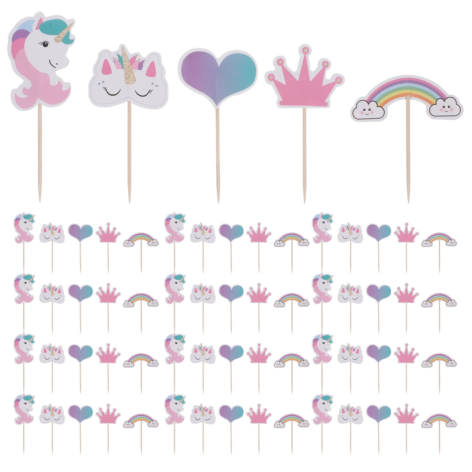 

24 Pcs Cake Decorations Paper Topper Birthday Toppers Decorative Decorate Child