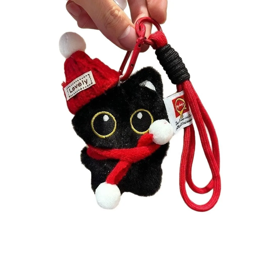 New Black Cat Design Plush Black Cat Doll Adorable Soft Bag Pendant Kawaii Gift Keyring Decor