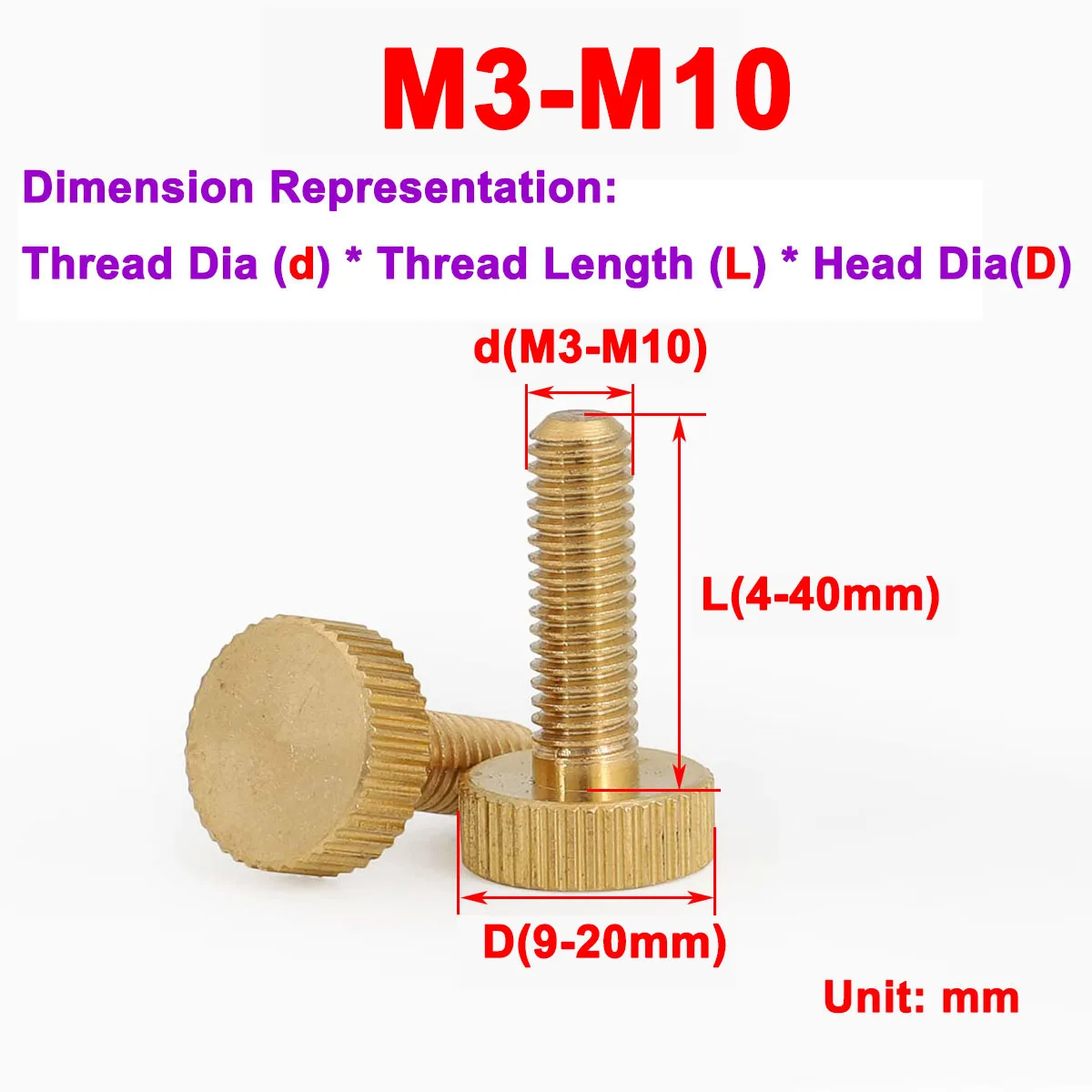 

Brass Knurled Flat Head Hand Screw Nail M3M4M5M6M8M10
