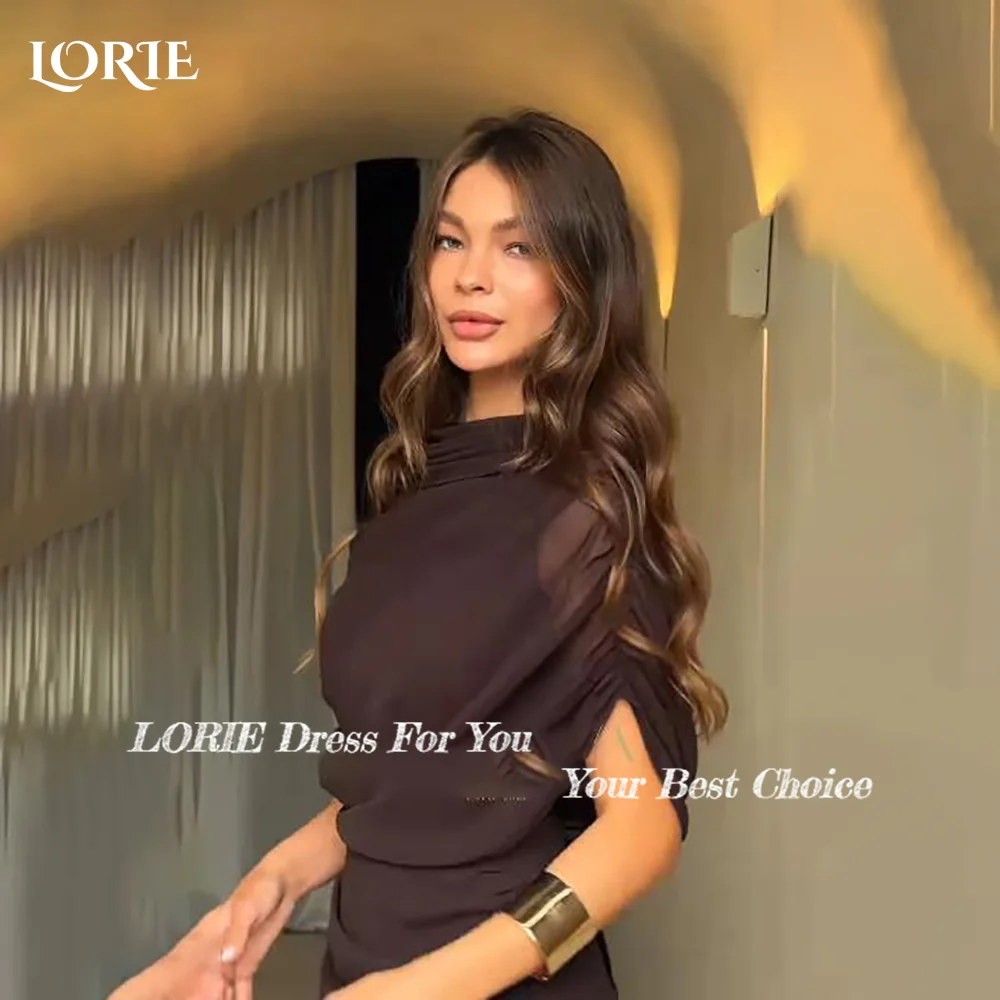 

LORIE Sequin Saudi Party Dress High Collar Flared Sleeve Ruffle Evening Dress Prom Dress Illusion Party Gown Club Customized