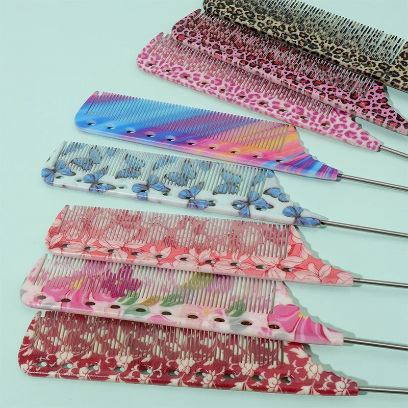 1 Stück/3 Stück/8 Stück 8 einzigartige bunte antistatische Rattenschwanzkämme – langlebig und stilvoll, Leoparden-/Neon-/Blumenmuster und mehr verfügbar – Detail 5
