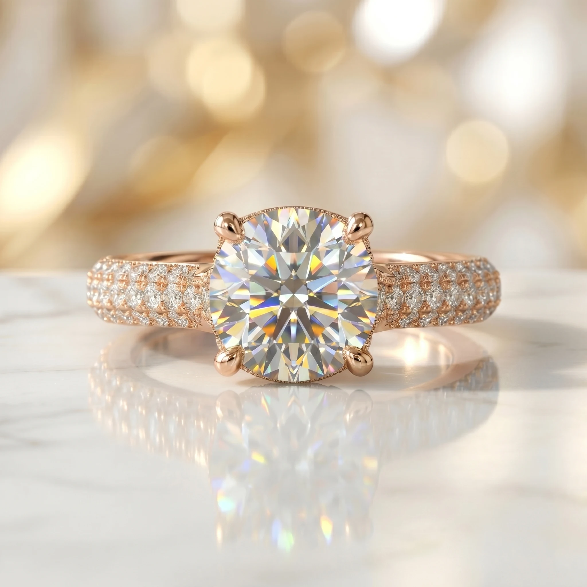 Cincin Moissanite Potongan Bul - Moissanite Engagement Ring 2 Carat D Vvs1 ulasan dan harga