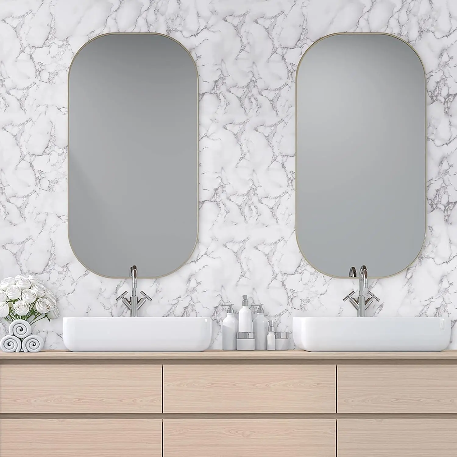PVC-Perlenfolie, wasserdichte Tapete, Zimmer, DIY, selbstklebend, rosa/weiß, für Kleiderschrank, Küche, Hochglanzpaste, Möbel-Wandaufkleber – Detail 11