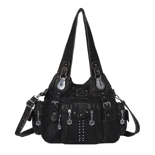 Angelkiss bolso de mujer bolsos grandes bolso de hombro de PU con asa superior paquete de bola de masa Vintage bolsos de hombro con múltiples bolsillos monedero