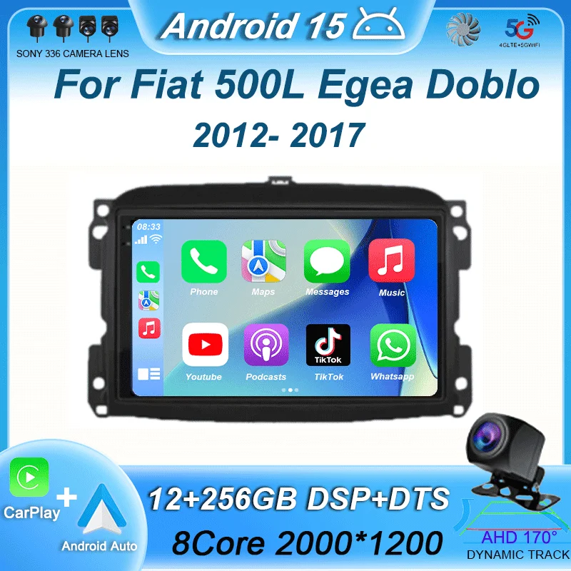 

Автомобильное радио Android 15, CarPlay для Fiat 500L Egea Doblo 2012-2017, мультимедийное авторадио, DSP, видеоплеер, аудионавигация, стерео