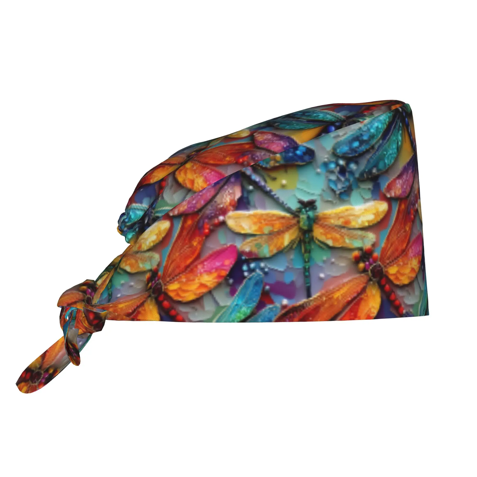 Bedazzled Dragonflies  Working Cap Surgical Hats Women Men Colorful  Operating Room Cap Nursing Cap Lab Works Hat