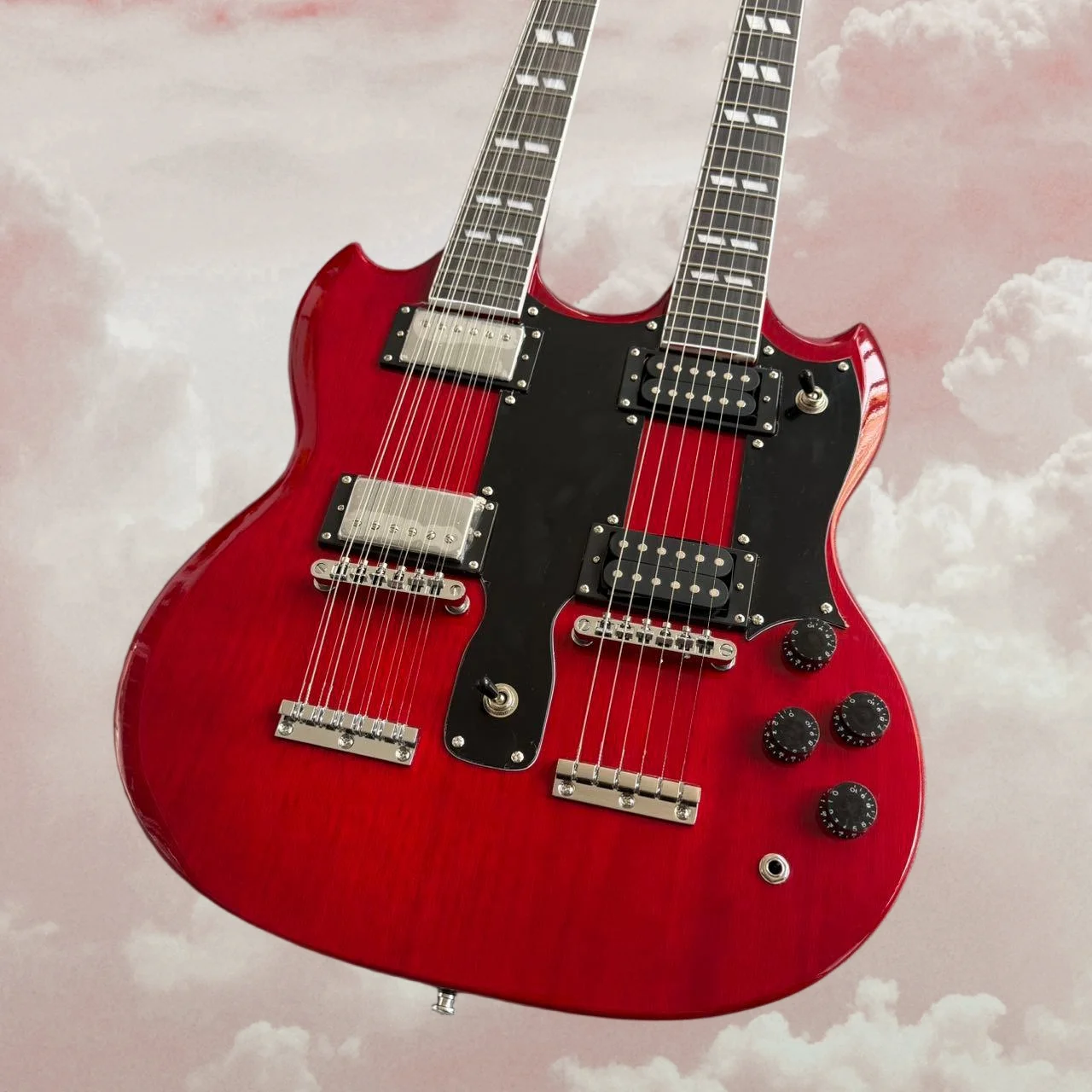 Intermediate Red Double-Neck SGS Electric Guitar 6 String 12 String Dual Humbucker Pickups Gift  Rock Lovers Pro-Level Guitar