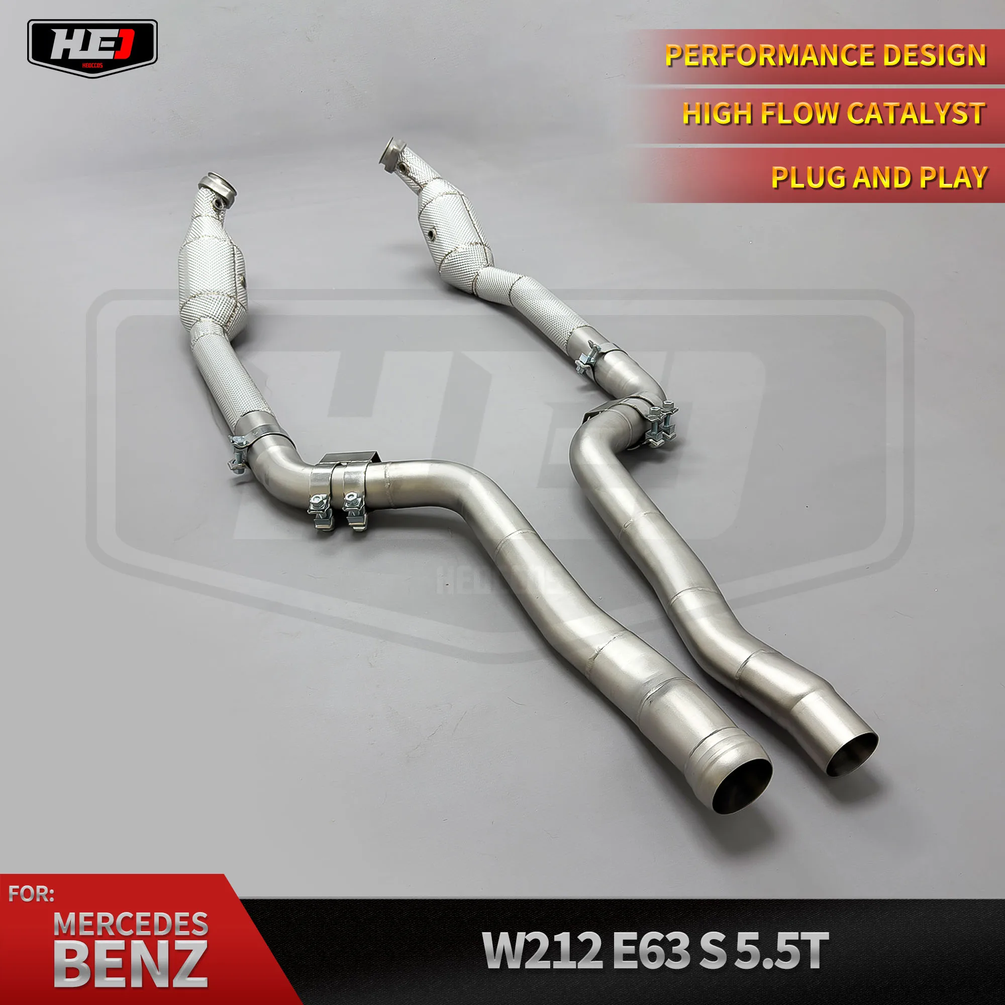 Tubo de escape HEO con protector térmico para Mercedes-Benz E63S AMG W212 5.5T 2007-2016 cabezal de escape de acero inoxidable