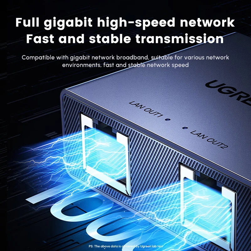 UGREEN 이더넷 스플리터 1000Mbps 이더넷 스플리터 1대2, 플러그 앤 플레이, 2개 장치 동시 네트워킹