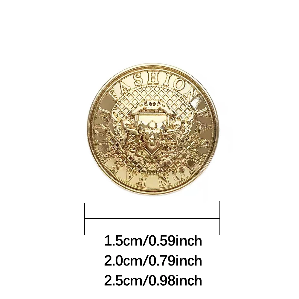 10 Pieces/set 15/20/25mm Exquisite Retro Double Lion Shield Design Metal Buttons Suit Coat Jacket High-grade Decorative Buttons