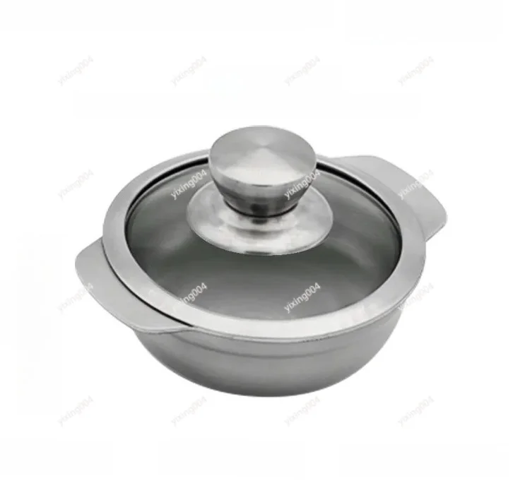 Thickened 304 Stainless Steel Double‑Ear Bowl With Lid Multi‑Purpose Bowl For Noodles Salad Rice Food Serving