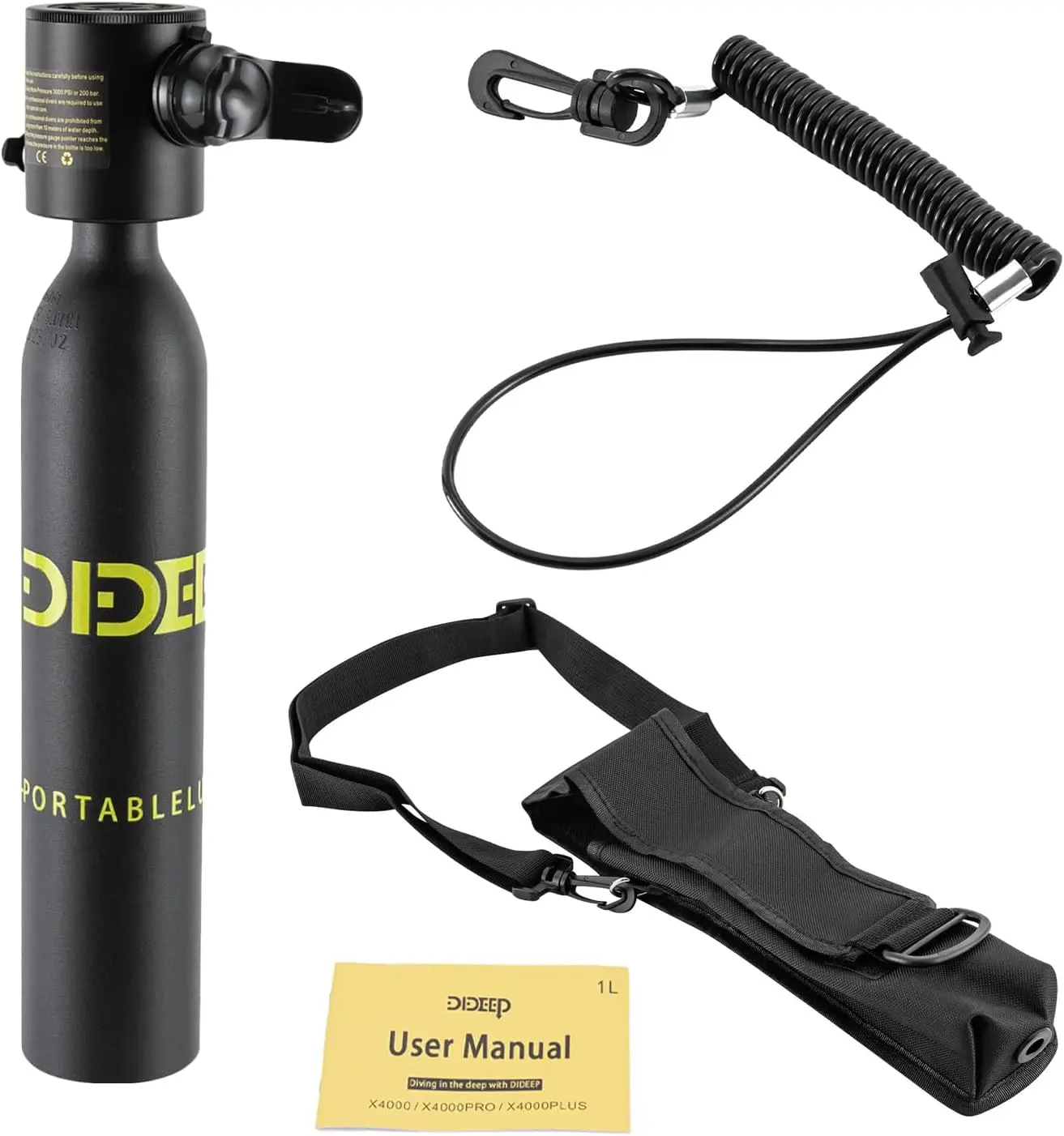 Portable Underwater Breathing Device, 0.5L or 1L Diving Cylinder for 5-10/15-20 Minutes of Oxygen Supply, Compact Emergency Rescue Exploration Kit with Portable Oxygen Set
