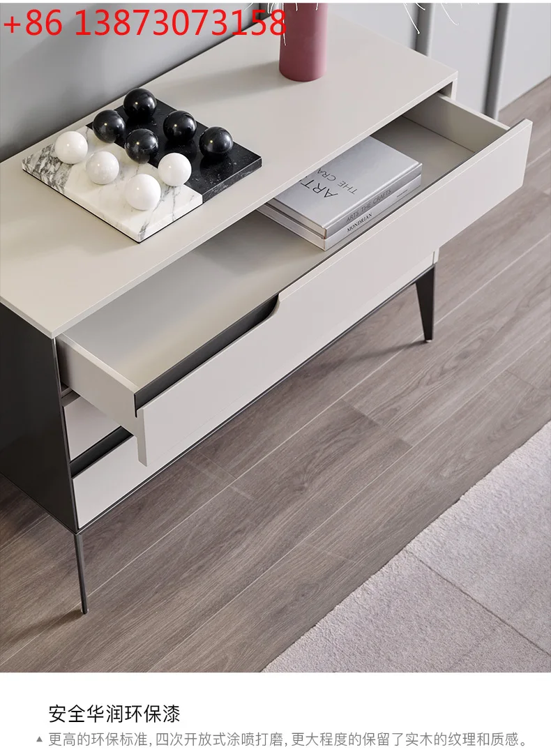 Italian light luxury solid wood three-bucket cabinet, modern simple villa dining room side cabinet