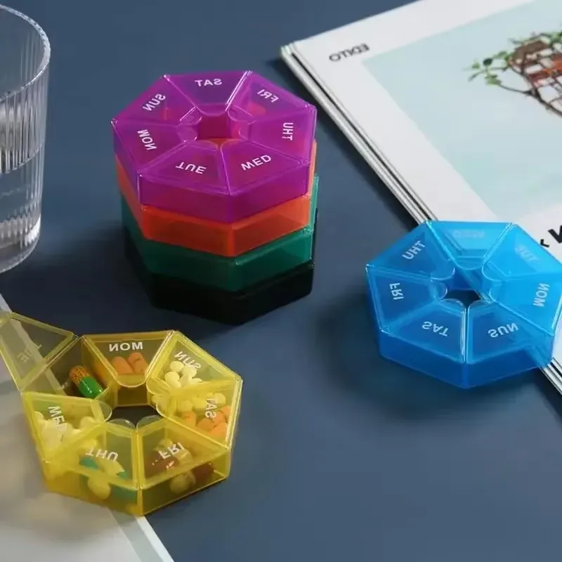 

1/2/3/5pcs Weekly 7-day Pill Organizer Portable Travel Pill Box Multifunctional Small Medicine Case Black