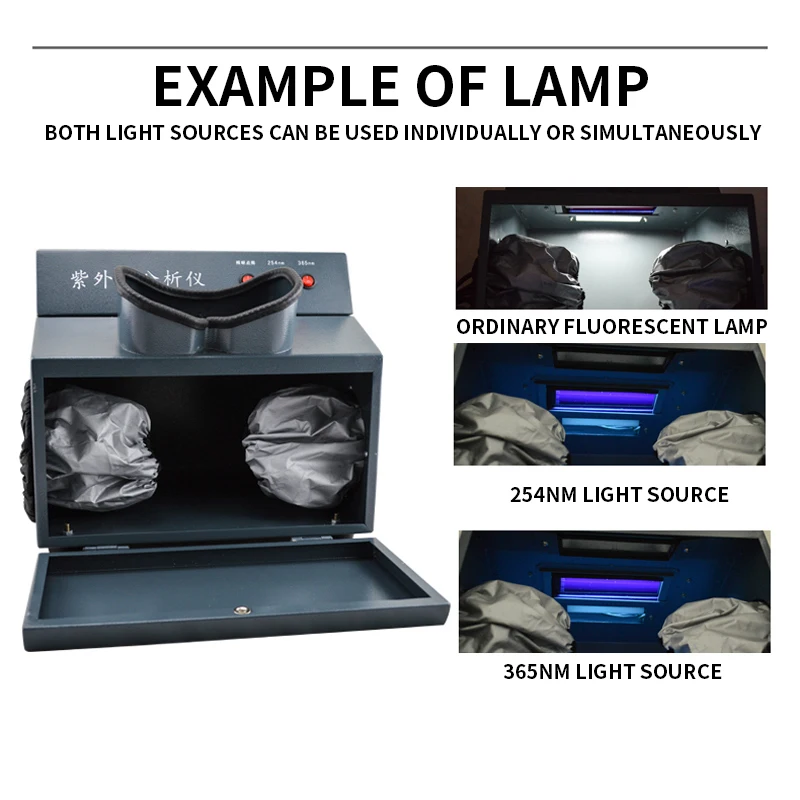 Laboratory Fluorescence UV Analyzer WFH-203B Dark Box UV Lamp Portable Analyzer Three-Use UV Lamp 254nm/365nm Wavelength