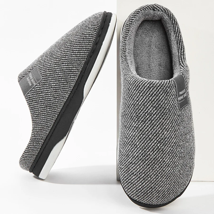 

Pmoiste Men Soft Knited House Slippers TPR Platform Cushion Designer Living Room Shoes Slip-on Winter High-quality Indoor