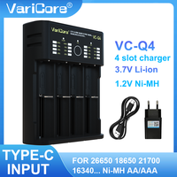 VariCore VC-Q4 LED Light Intelligent 4-Slot Battery Charger for 1.2V Ni-MH AA/AAA & 3.7V Li-ion Batteries USB 5V 2A Type-C
