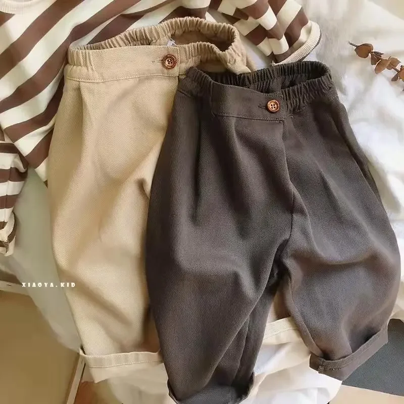 Pantaloni Casual per bambini primavera autunno per bambini nuovi ragazzi ragazze tinta unita pantaloni larghi Harlan pantaloni lunghi coreani bambini