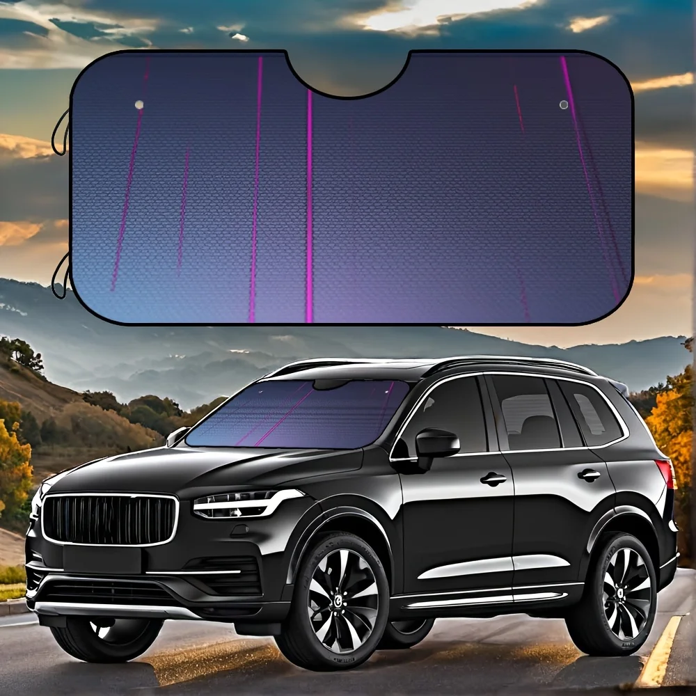1pc, Iridescent Black Windshield Sunshade For Cars, SUVs, Trucks, Van, Blocks UV Rays, Easy Setup Sun Visor Protector For Coolin