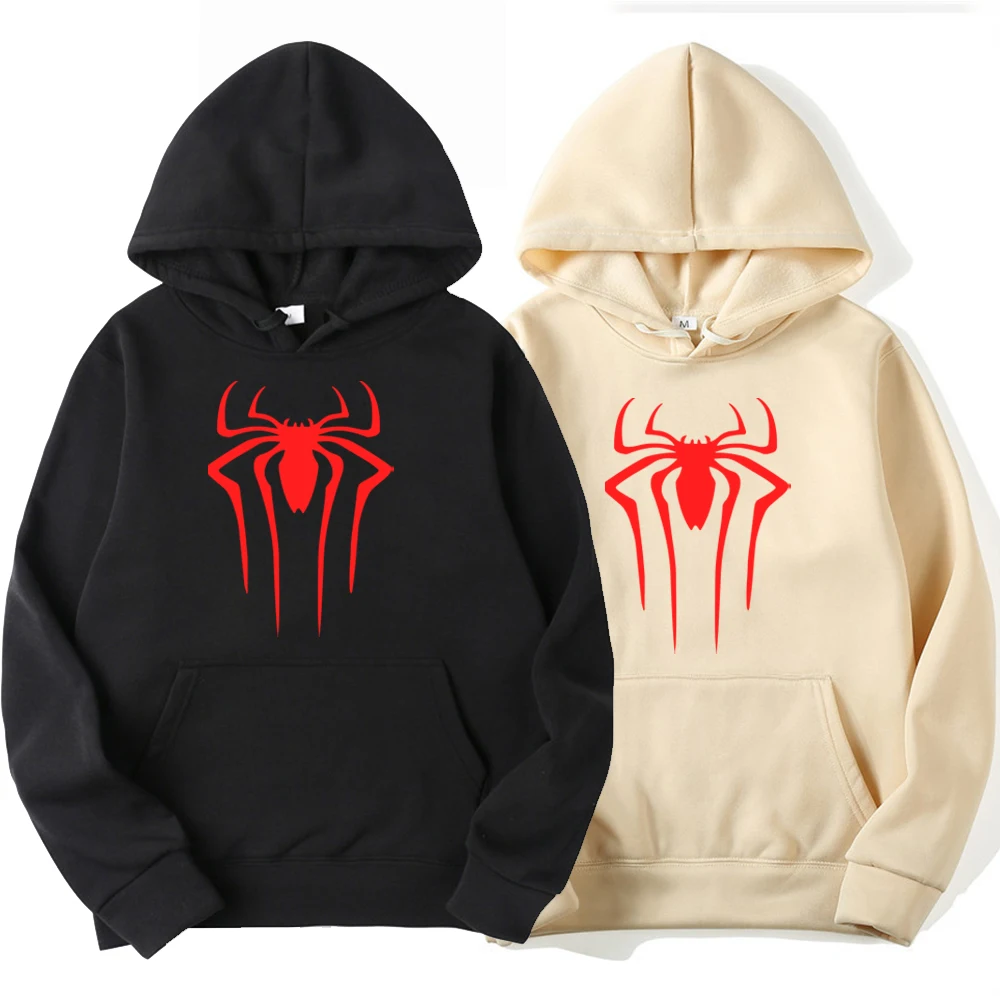 2024Fashion brand Men's Hoodie Casual Hoodie Sweatshirt Men's/Women's top Solid color printed spider hoodie sweatshirt