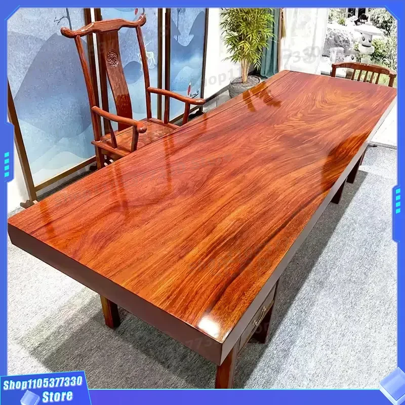 Large Rectangular Solid Wood Tea Table African Safflower Pear Log Coffee Desk Integrated Painting Board Factory Direct Home