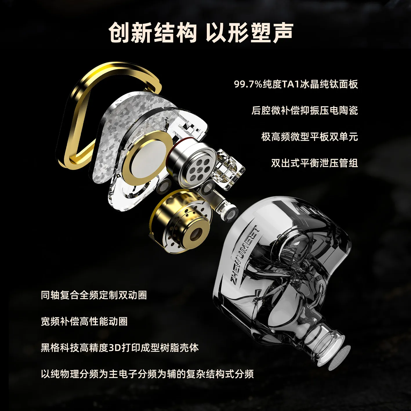 ZHESONUS BRS In Ear Monitor Multi Driver Dynamic Driver Planar Wired Earphones HIFI Music Gaming Esports Headset