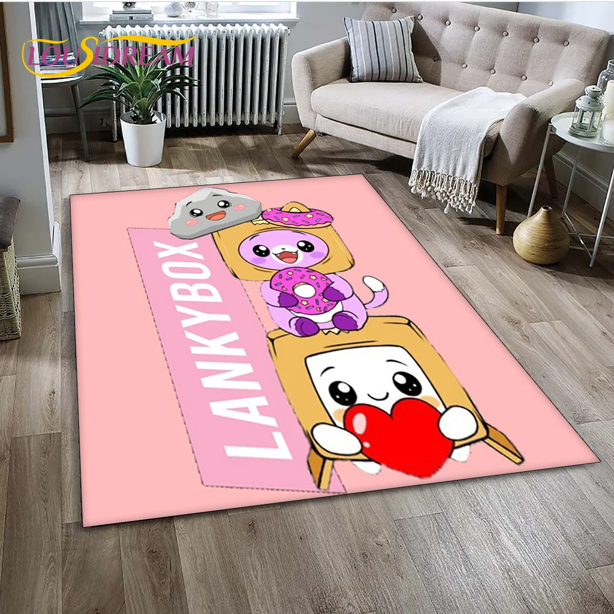 

Lankybox Cute Happy Boxy Foxy Rocky Carpet Rug for Bedroom Living Room Home Sofa Decoration,Children Game Large Decor Floor Mat