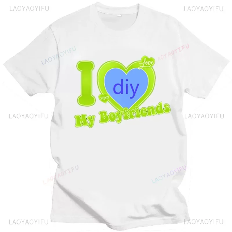 Fai da te personalizza stampato Streetwear coppia t-shirt I Love My Boyfriend fidanzata personalizza immagine maglietta di cotone donna uomo top