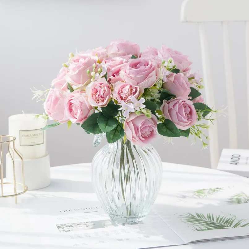Künstliche Blume für Zuhause, Raumdekoration, Zubehör, Hochzeit, Sammelalbum, Pfingstrose, Süßigkeiten, Geschenkbox, Arrangement, Festival, Seidenrosenstrauß – Detail 11