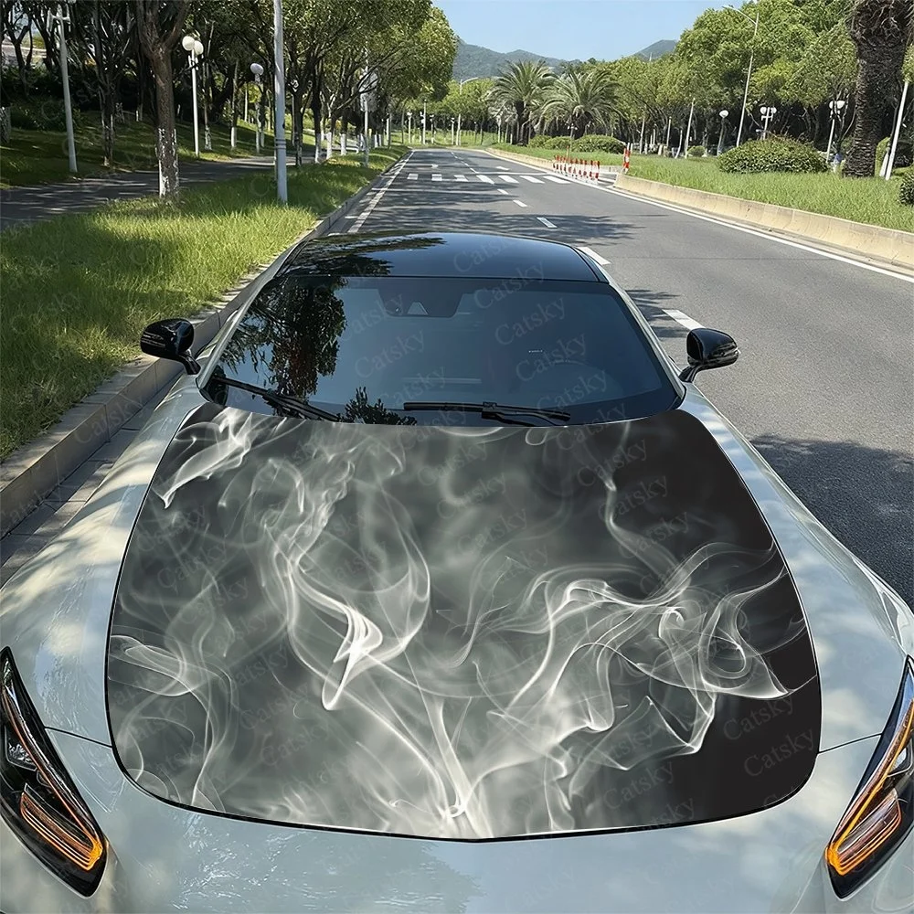 

Elegant smoke Car Hood Sticker PVC Self Waterproof Stick, Striking Auto Exterior Accessories Decor Protect Gift for Car Lover