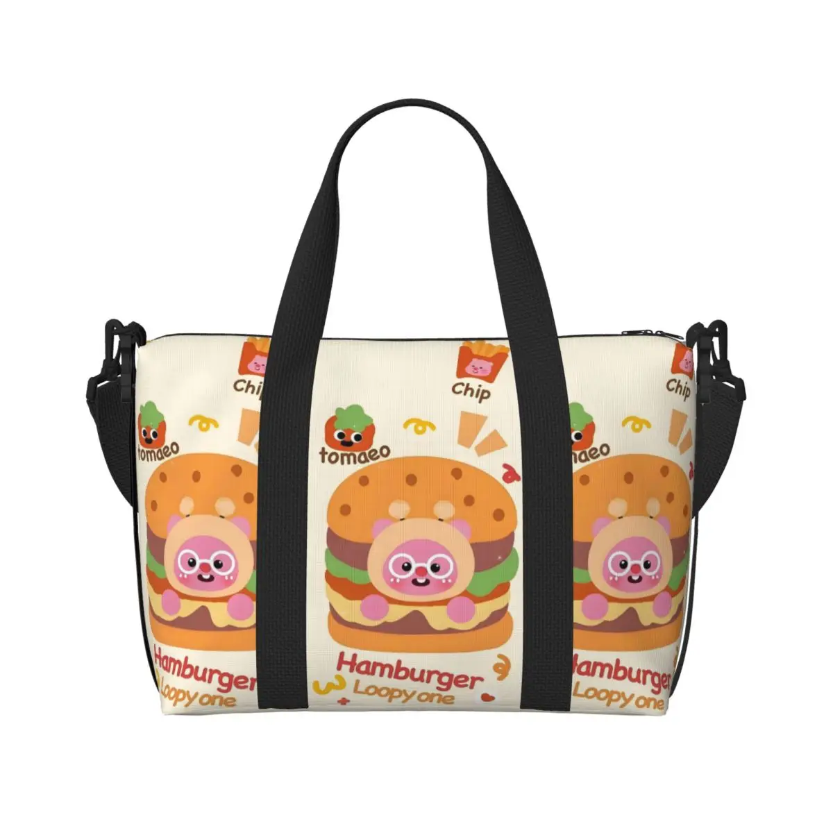 

Пляжная большая сумка Zanmang Loopy на заказ для женщин, очень большие спортивные сумки для ручной клади, милые дорожные сумки для покупок с гамбургером