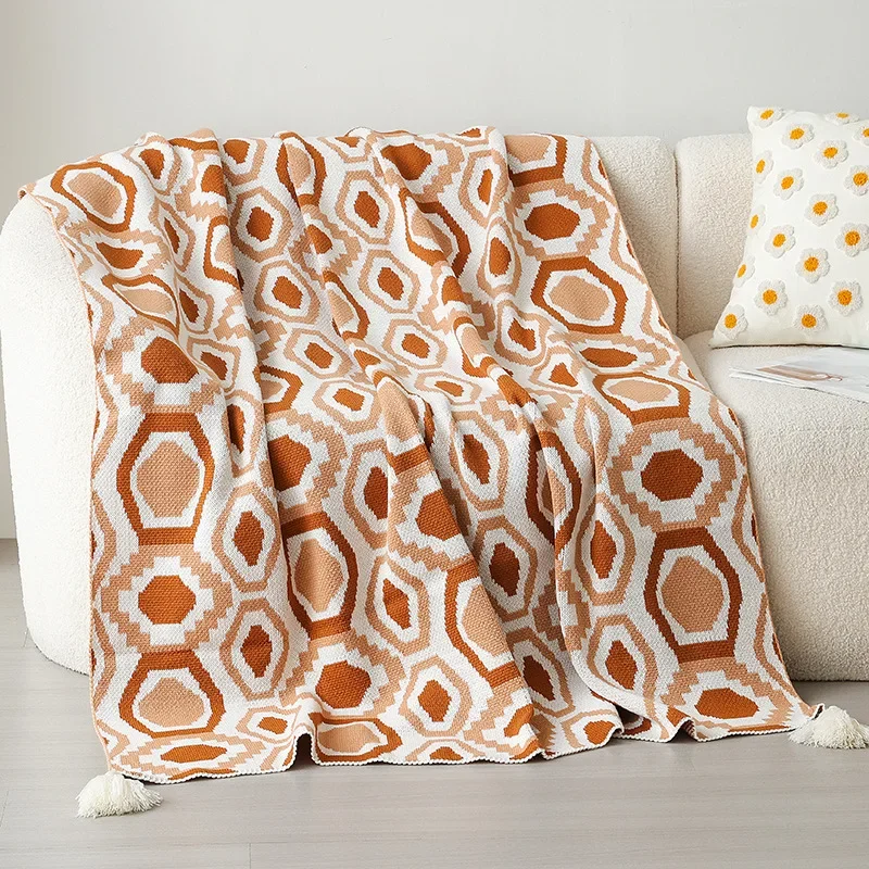 

Bohemian Thick Winter Blanket for Office Nap Skin Friendly Multifunctional Single Bed Cover A-Class Aircraft Blanket for Travel