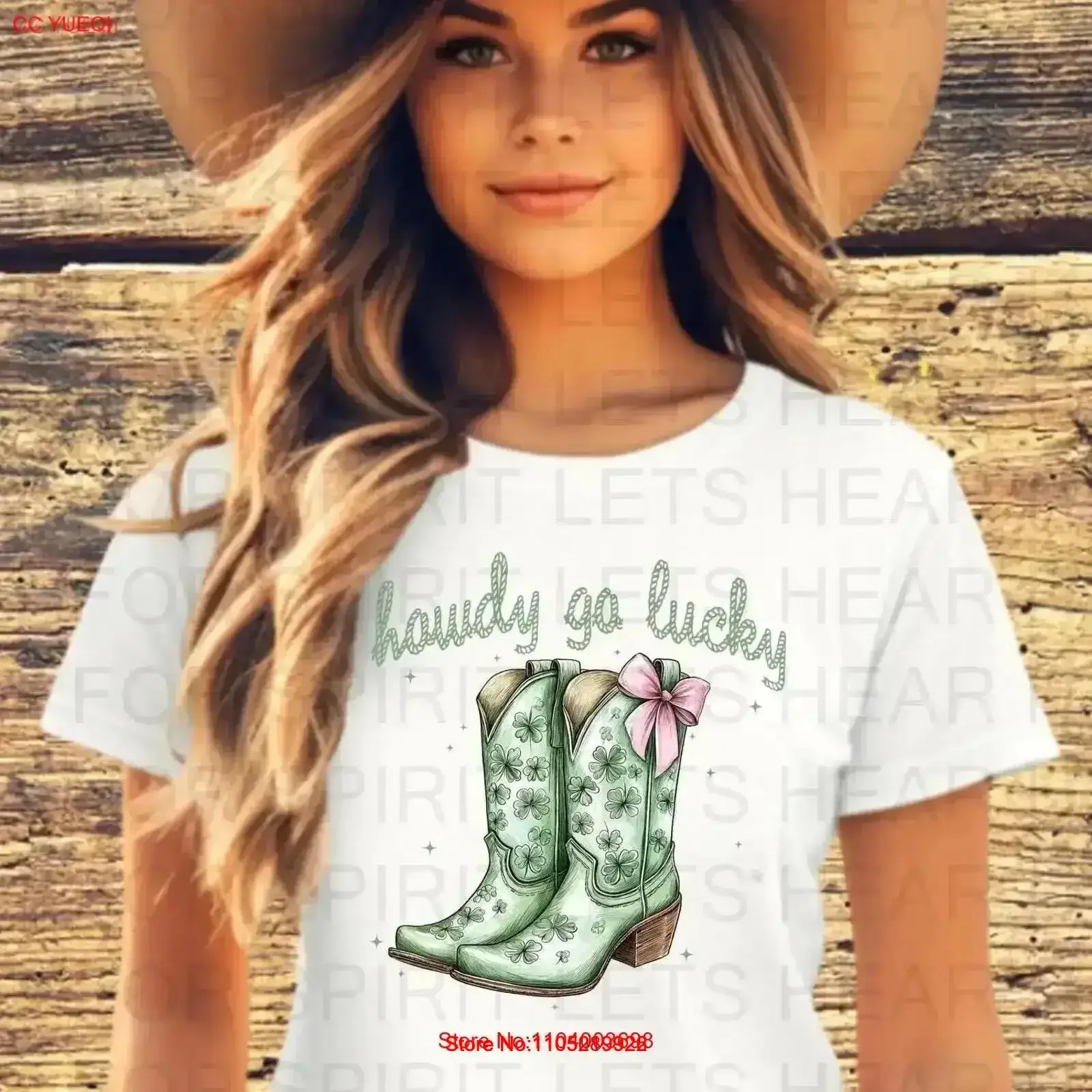 

Howdy Go Lucky T Shirt St Patricks Day Western Womens Saint Cowgirl vintage Washed fashion Stretched streetwear Casual vintage