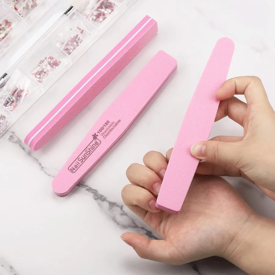 35 Count 100 180 Grit Nail Files and Buffers Set with Double Sided Emery Boards and Washable Buffing Blocks for Natural Nails a