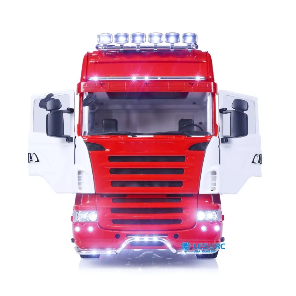 LESU RTR 1:14 RC Car 6X6 FWD RC Tractor Truck Red Metal Chassis Sounds Light Radio Controller Battery Charger Boys Toys