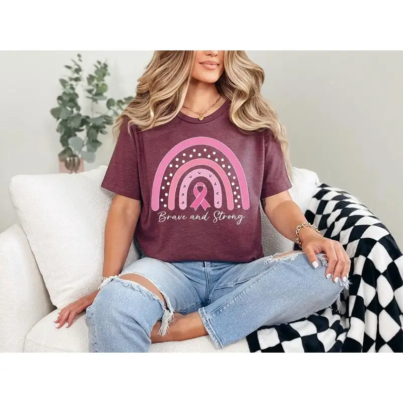 

Breast Cancer T Shirt Rainbow Awareness Motivational Family SupporT Team