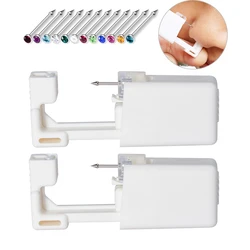2-Pieces Artificial Crystal Nose Ear Piercing Tool Birthstone Acrylic Disposable Safe Sterile Piercing Kit Fashion Body Jewelry