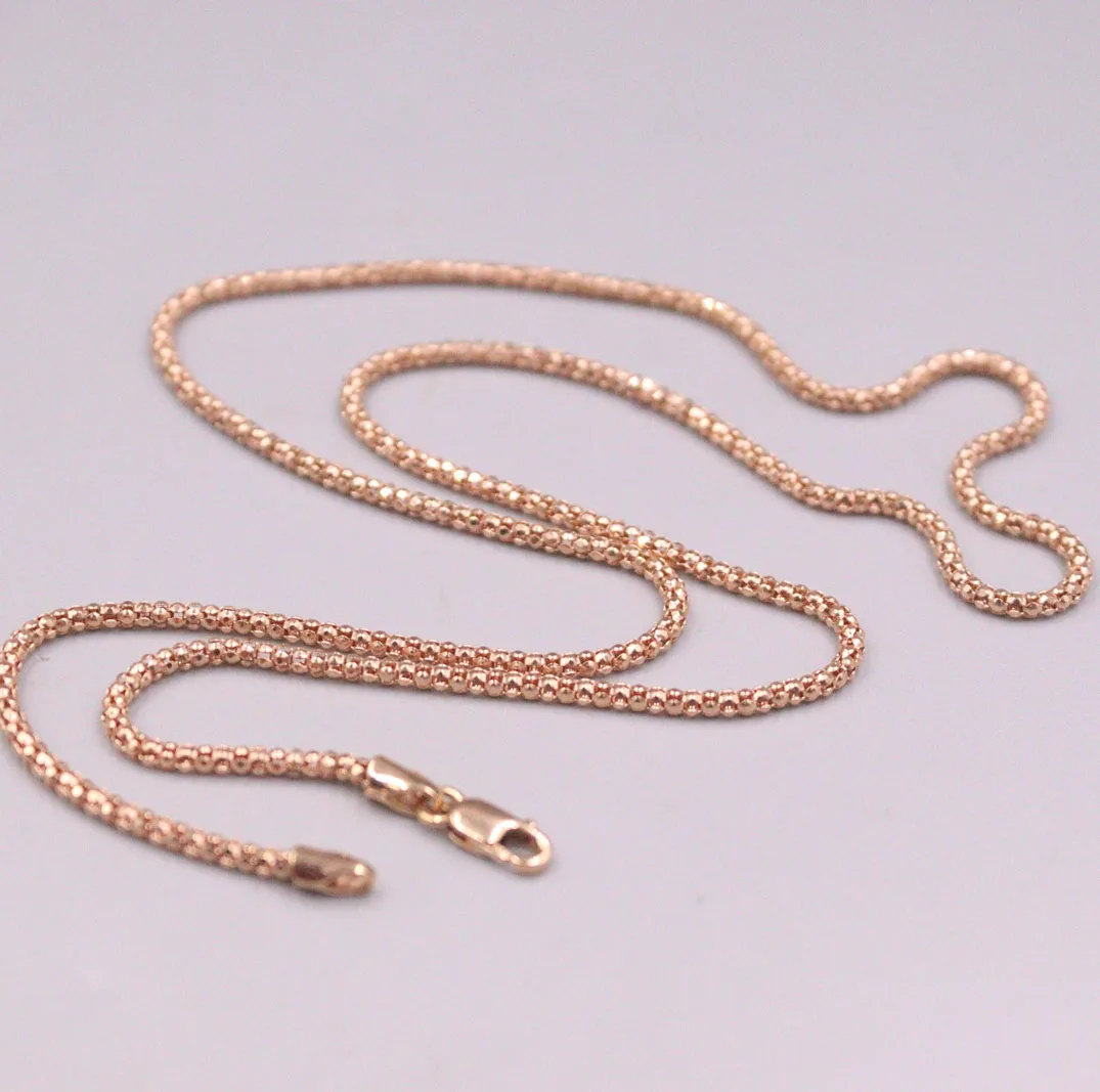 Au750 Real 18K Rose Gold Necklace For Women Men 2mm Popcorn Chain 20inch /5.35g Au750