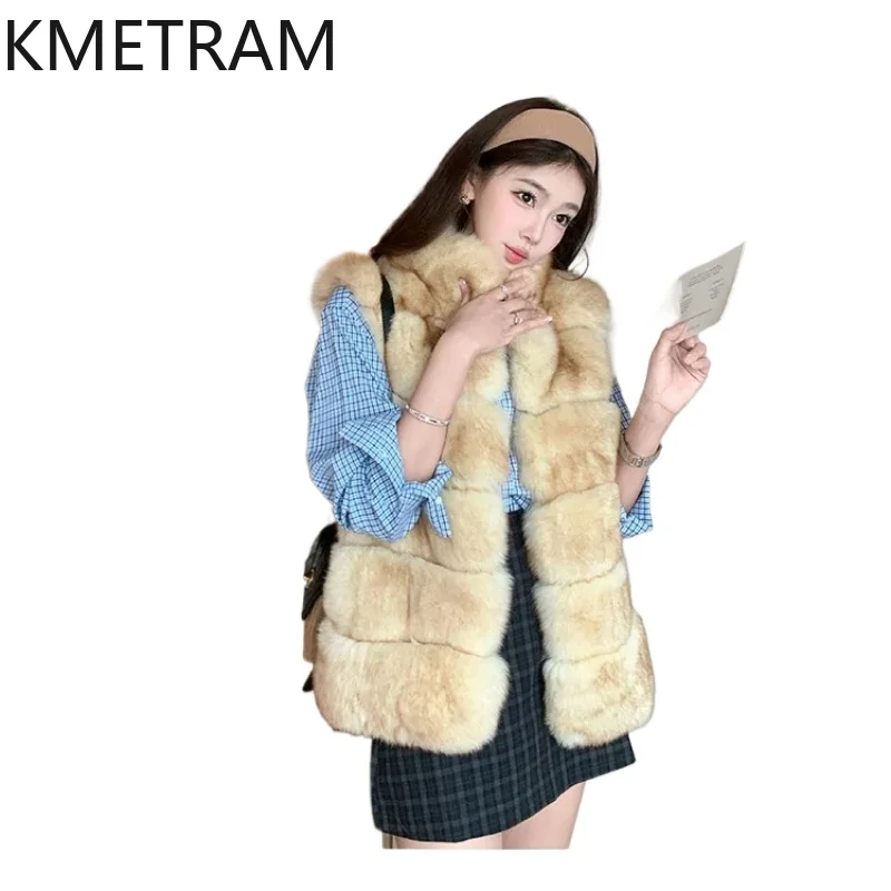 

Жилет из 100% натурального лисьего меха, женская жилетка из натурального меха без рукавов в стиле Old Money, женская 2022, зимняя одежда высокого качества шуба женская