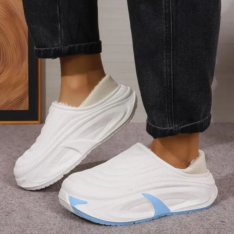 Herren Wasserdichte EVA Warme Plüsch-Hausschuhe Winter 2026 Weiche Dicksohlige Flauschige Pantoffeln Übergrößen Komfort-Plateau-Clogs Schuhe – Detail 14