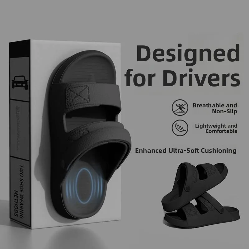 

Men's Sandals Summer Outdoor Wear Anti-Slip Beach EVA Slippers Casual Sporty Flat Heel Wear-Resistant Open-Toe Slip-On Shoes